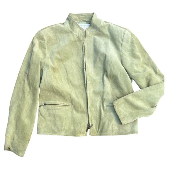 Women’s L Vintage Petite Sophisticate Green Suede Jacket Festival Western